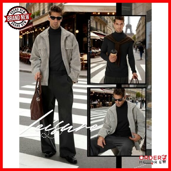 Men's Slim Fit Turtleneck Sweaters 4 Pack Thermal Base Layer Long Sleeve - Picture 7 of 8